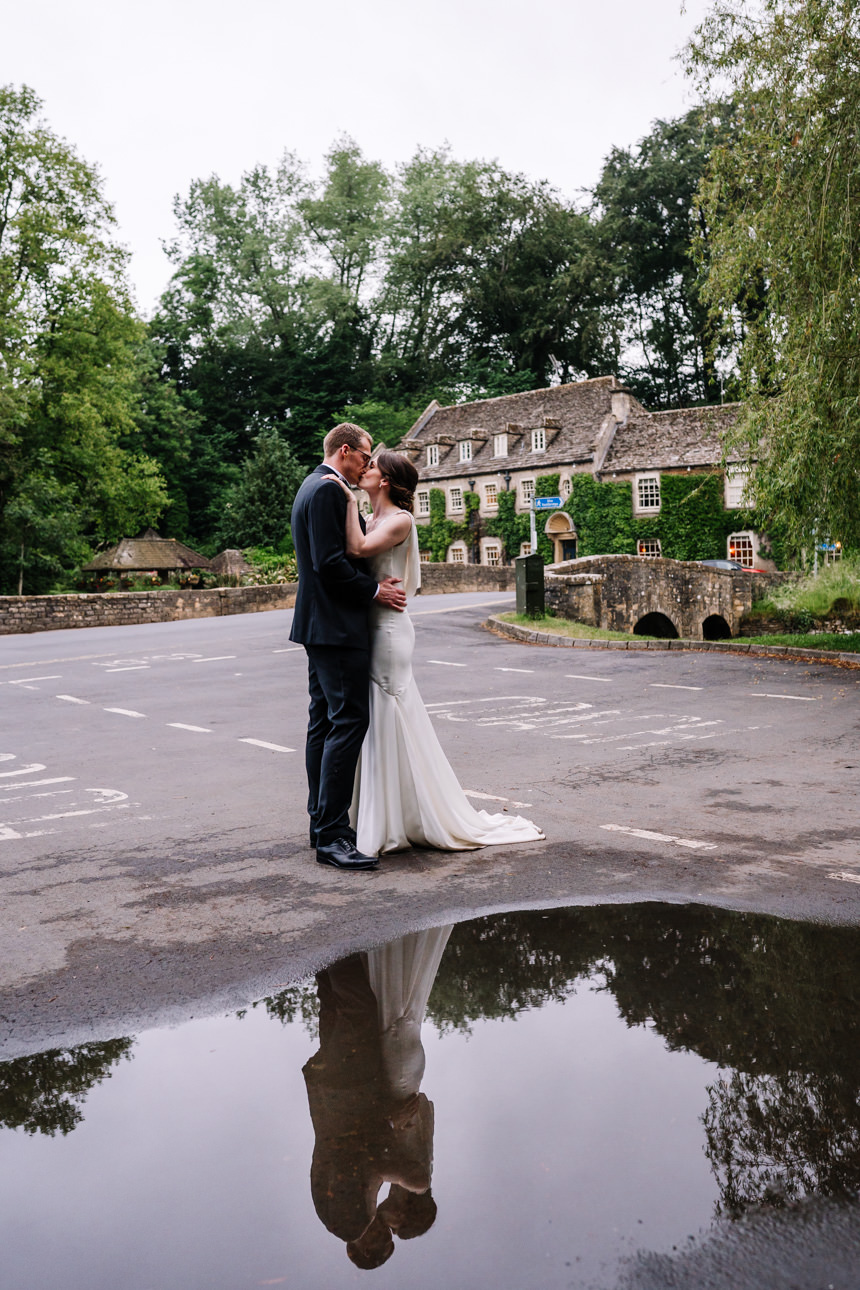 SUMMER WEDDING AT THE SWAN HOTEL BIBURY 49 bride and groom portrait bibury