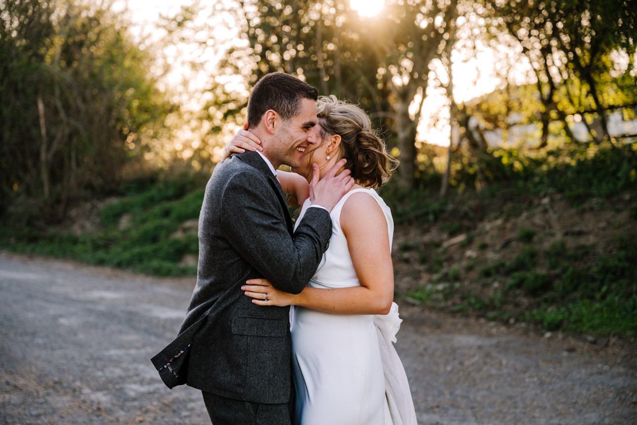 golden hour wedding portrait