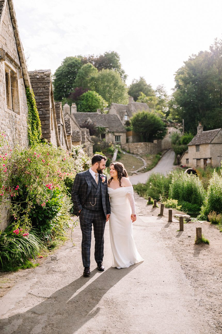bride and groom bibury wedding
