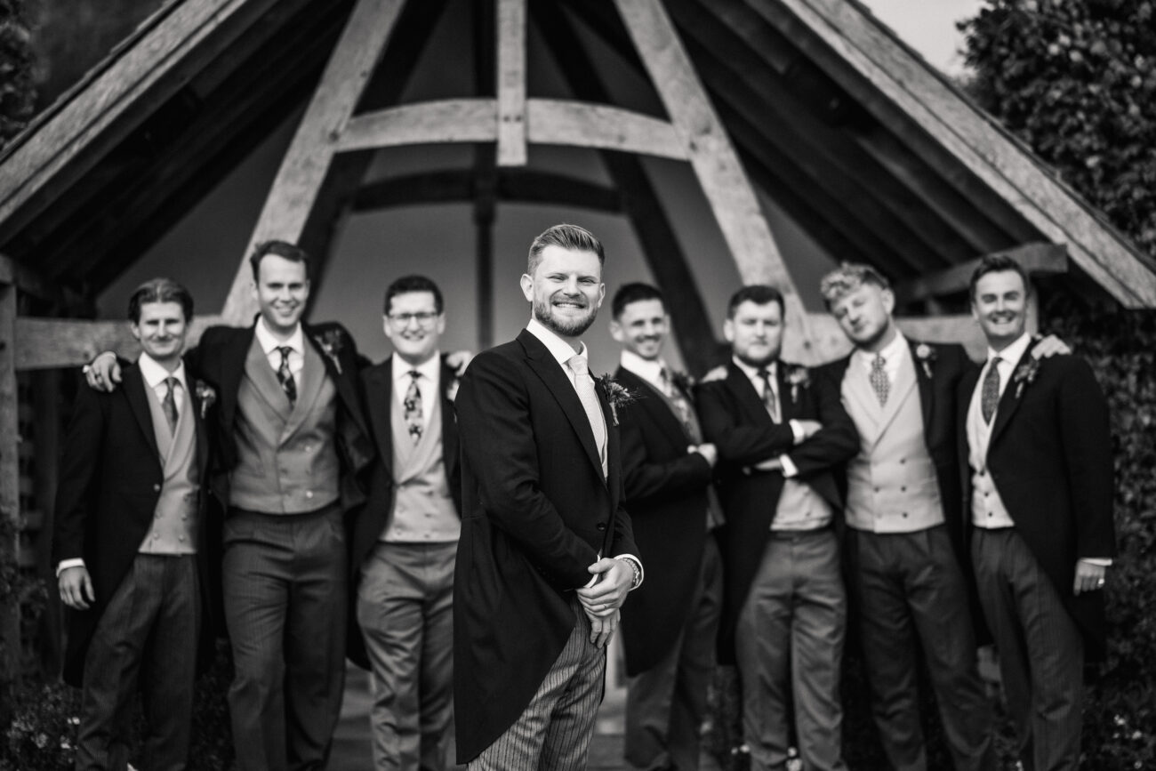 groomsmen black and white portrait