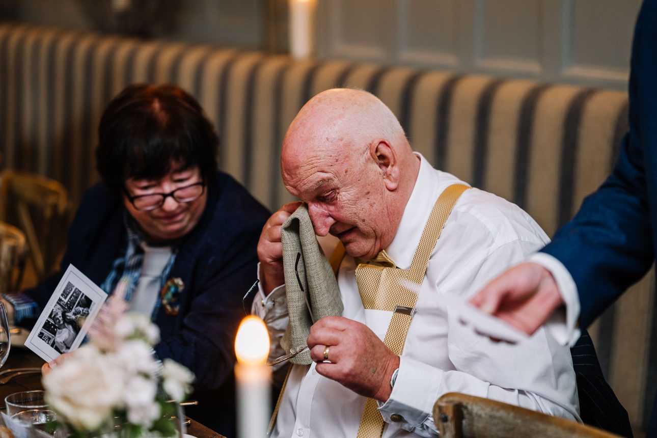 Father of the bride crying during the speeches