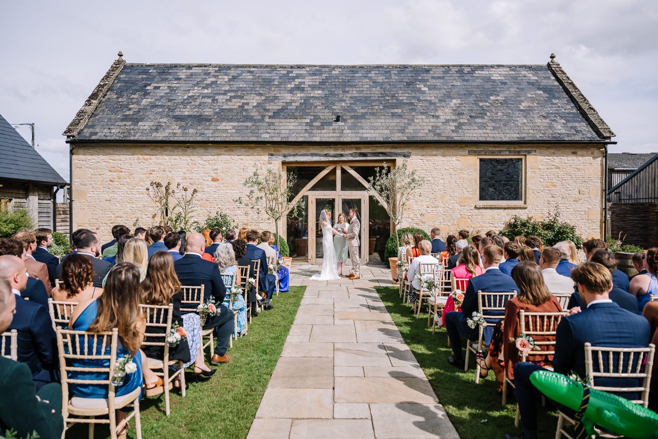 outdoor wedding ceremony at Barn at Upcote