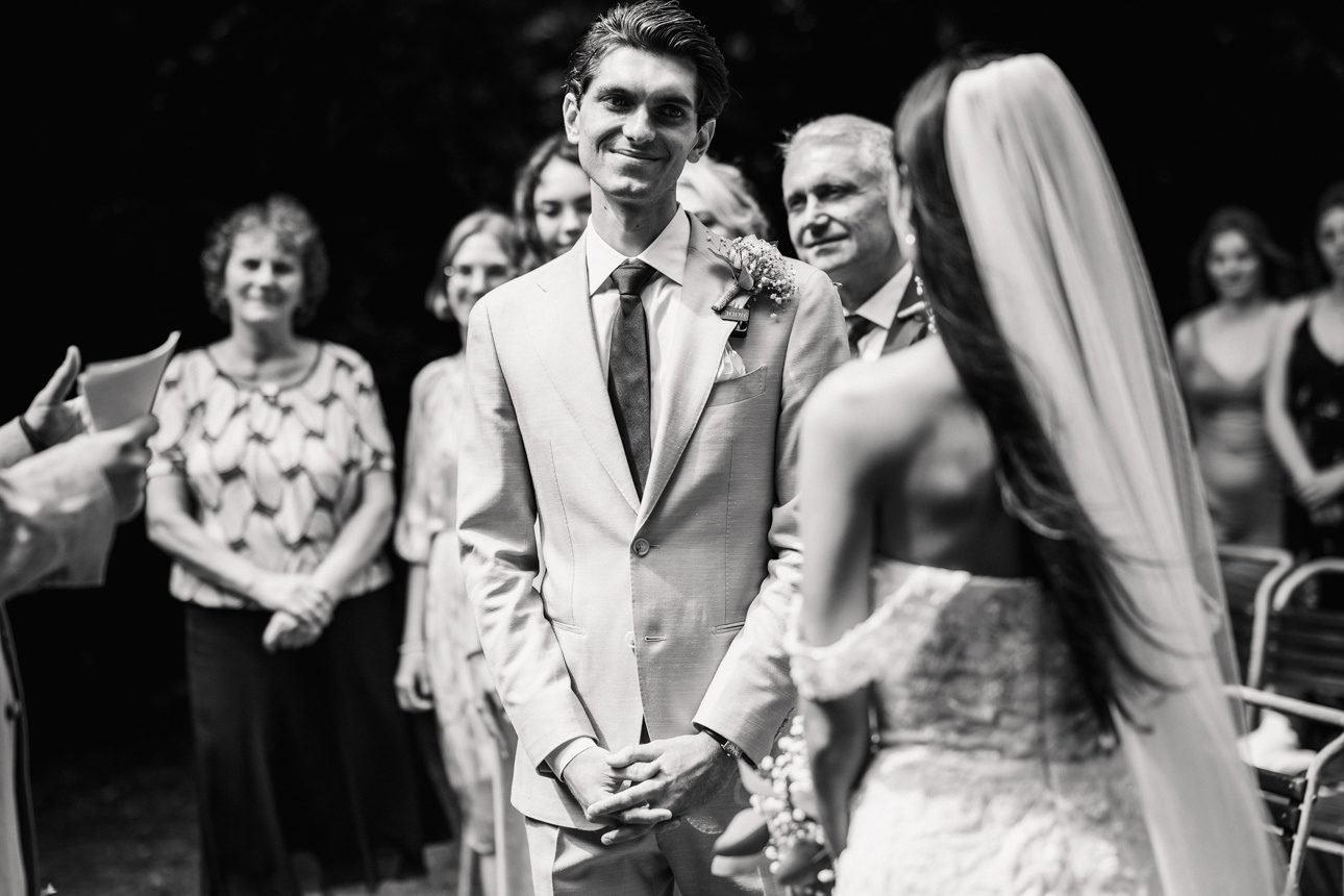 outdoor wedding ceremony at Cripps Barn