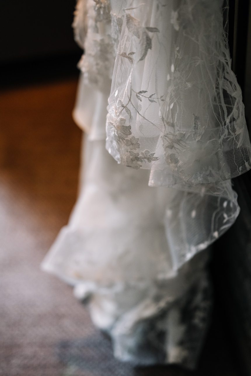 wedding dress at The Fleece Hotel Cirencester