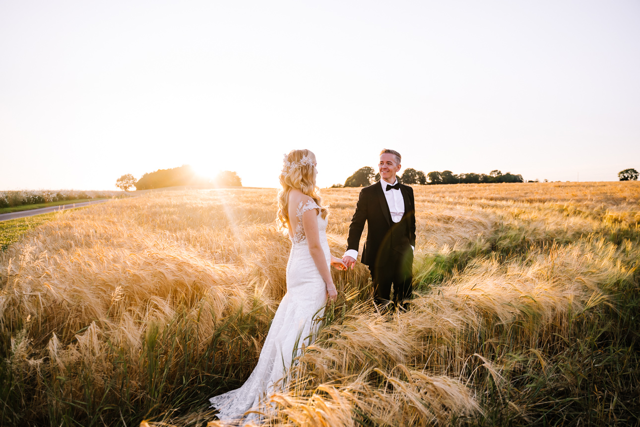 Kingscote Barn golden hour wedding photos