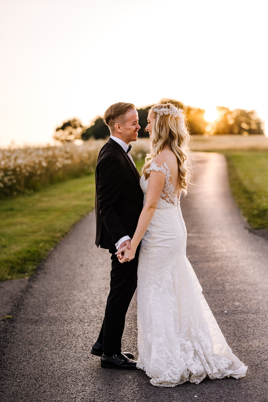 Kingscote Barn golden hour wedding photos