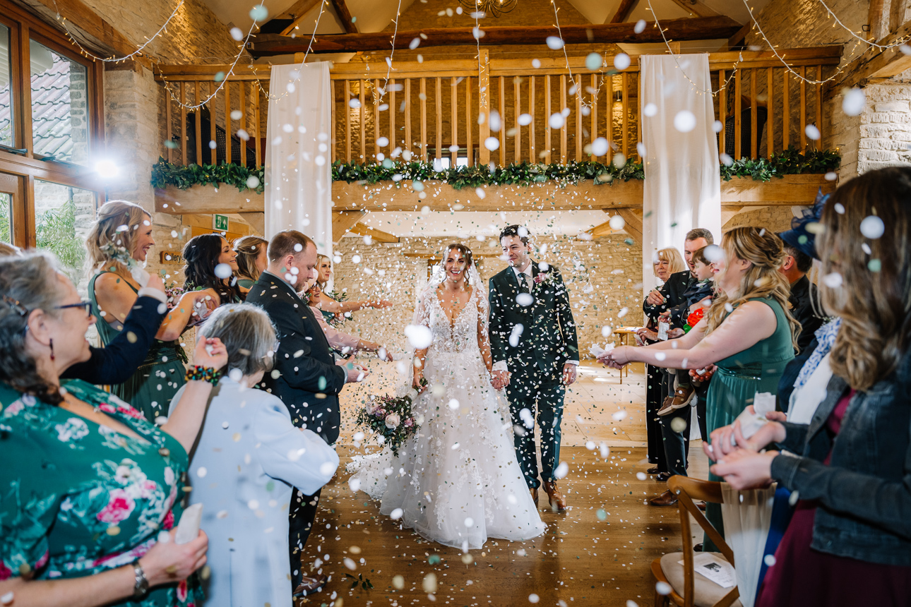 Kingscote Barn Wedding ceremony photos