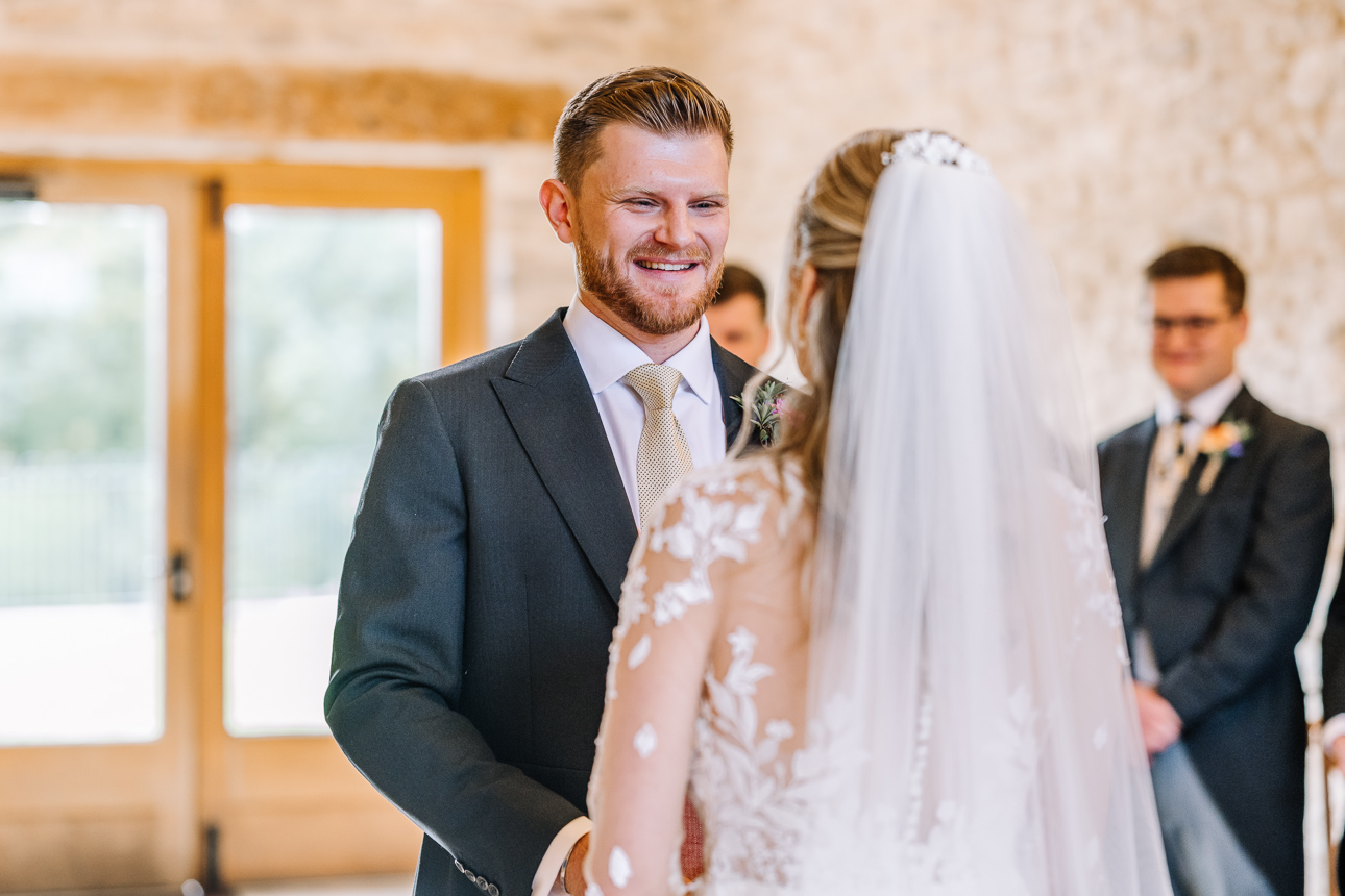 Kingscote Barn Wedding ceremony photos