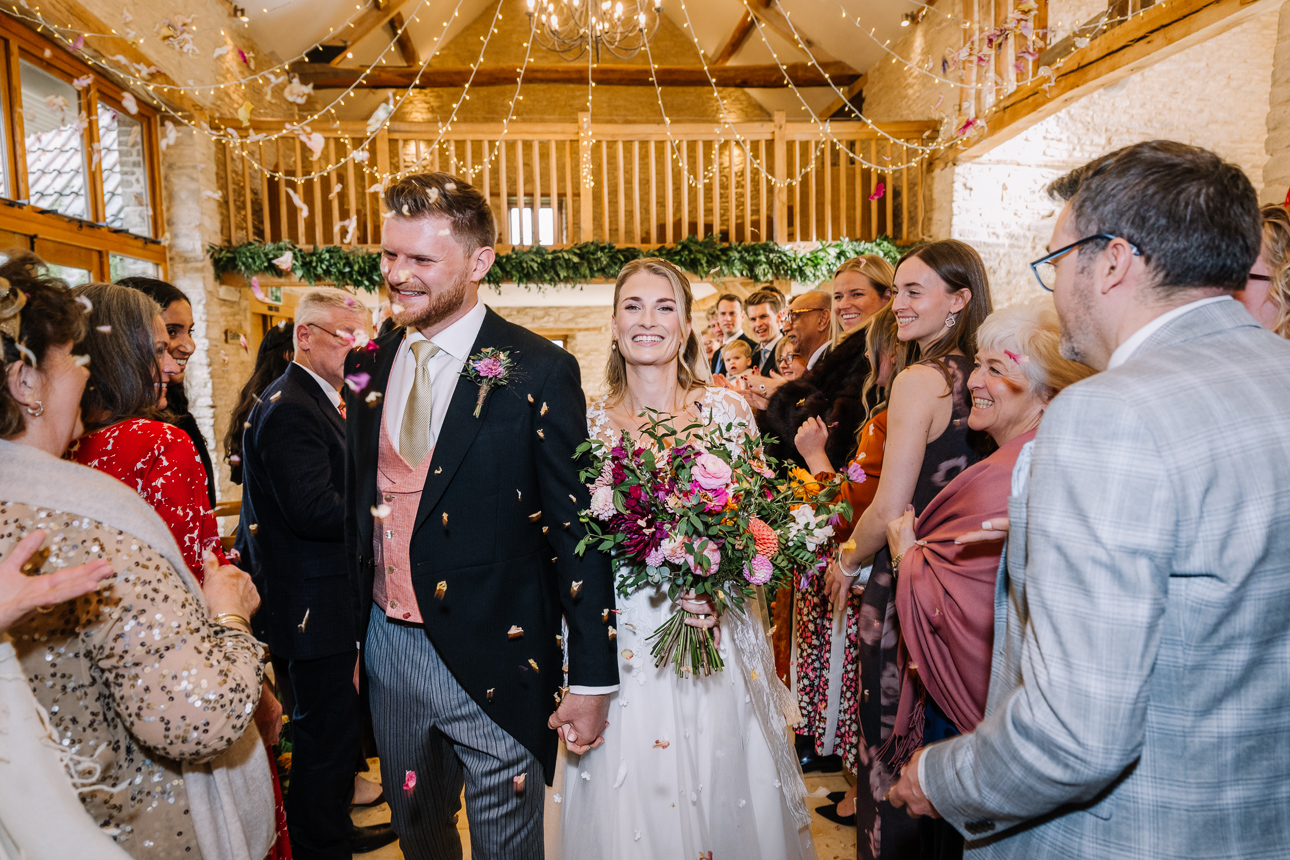 Kingscote Barn Wedding ceremony photos