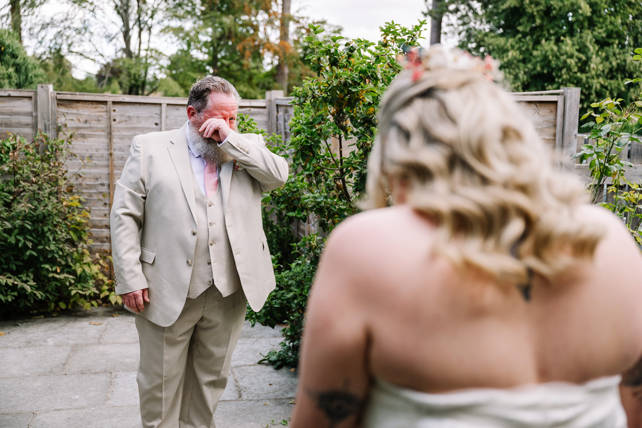 OLD GORE WEDDING PHOTOGRAPHER 21 Bride's dress reveal to father Old Gore wedding