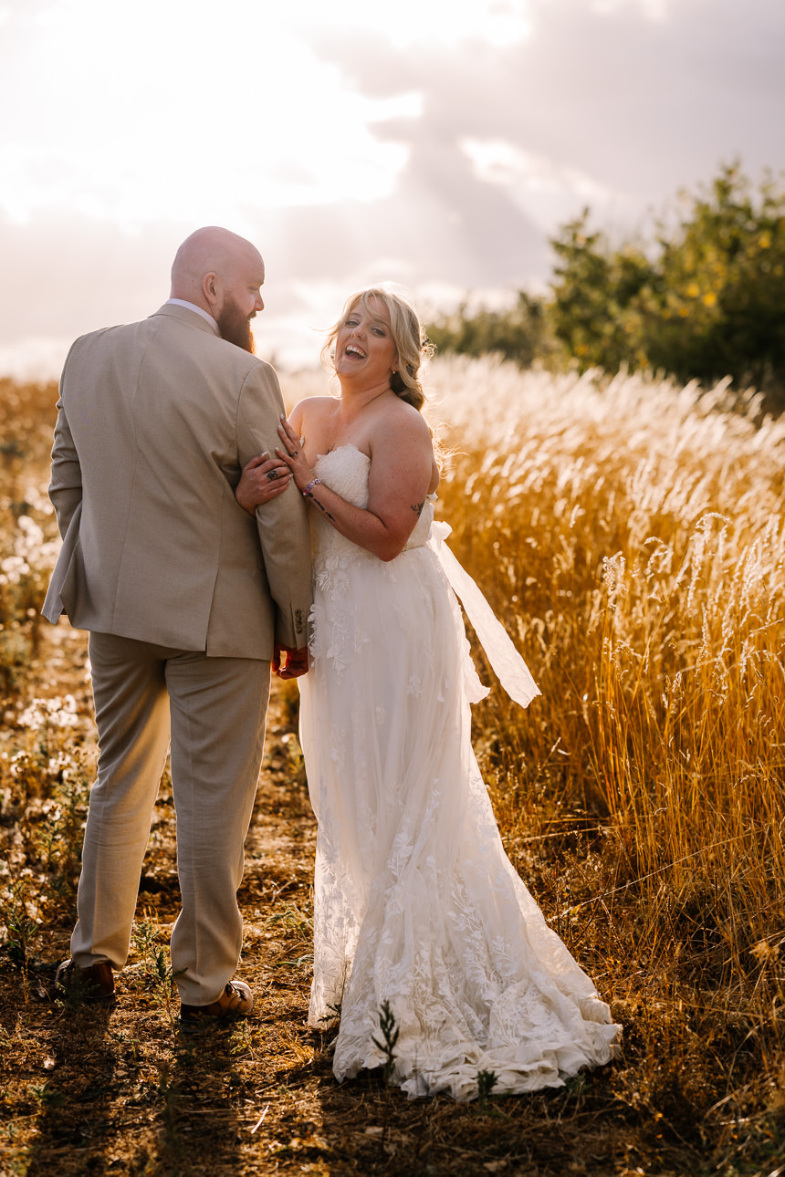 OLD GORE WEDDING PHOTOGRAPHER 55 Golden hour portrait of a couple embracing at Old Gore Barn